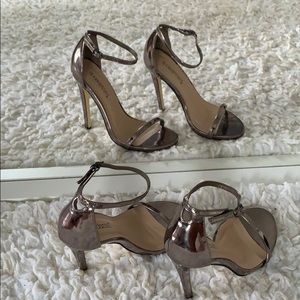 Stunning classic strap silver stilettos